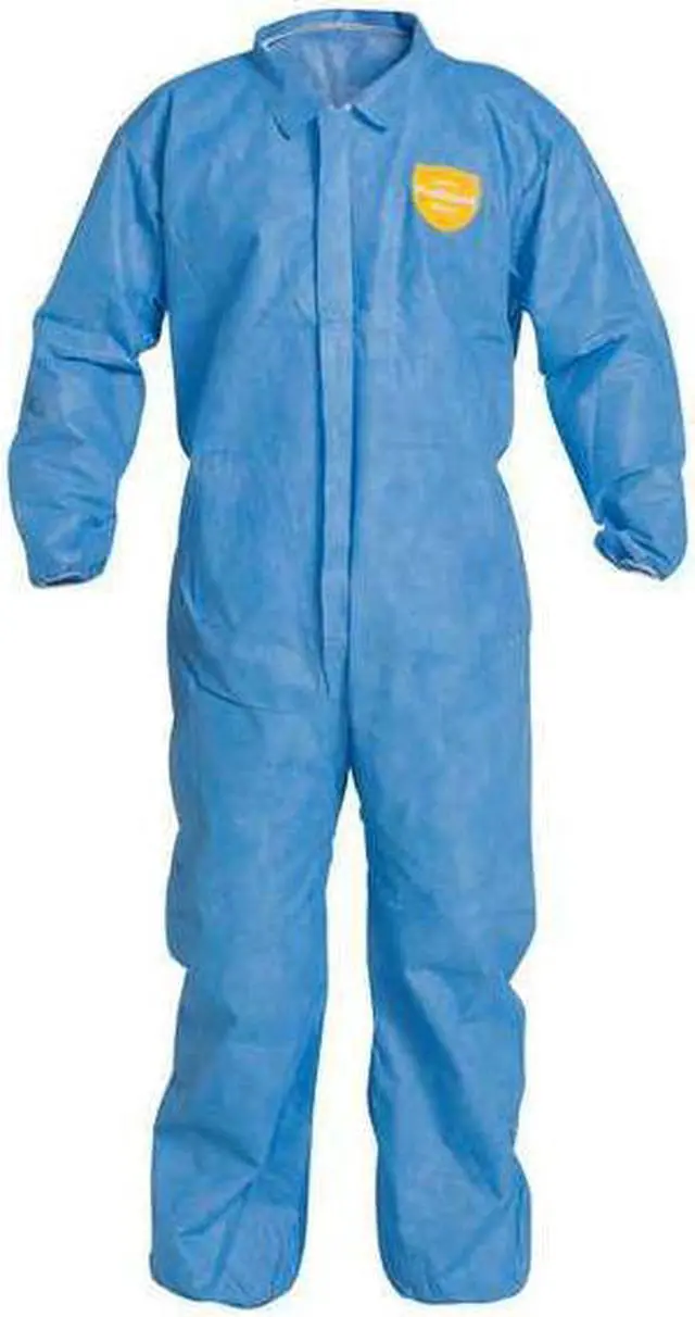 Alt view image 2 of 3 - DUPONT PB125SBU2X002500 Disposable Coverall, Collared, 2XL, SMS, Zipper,