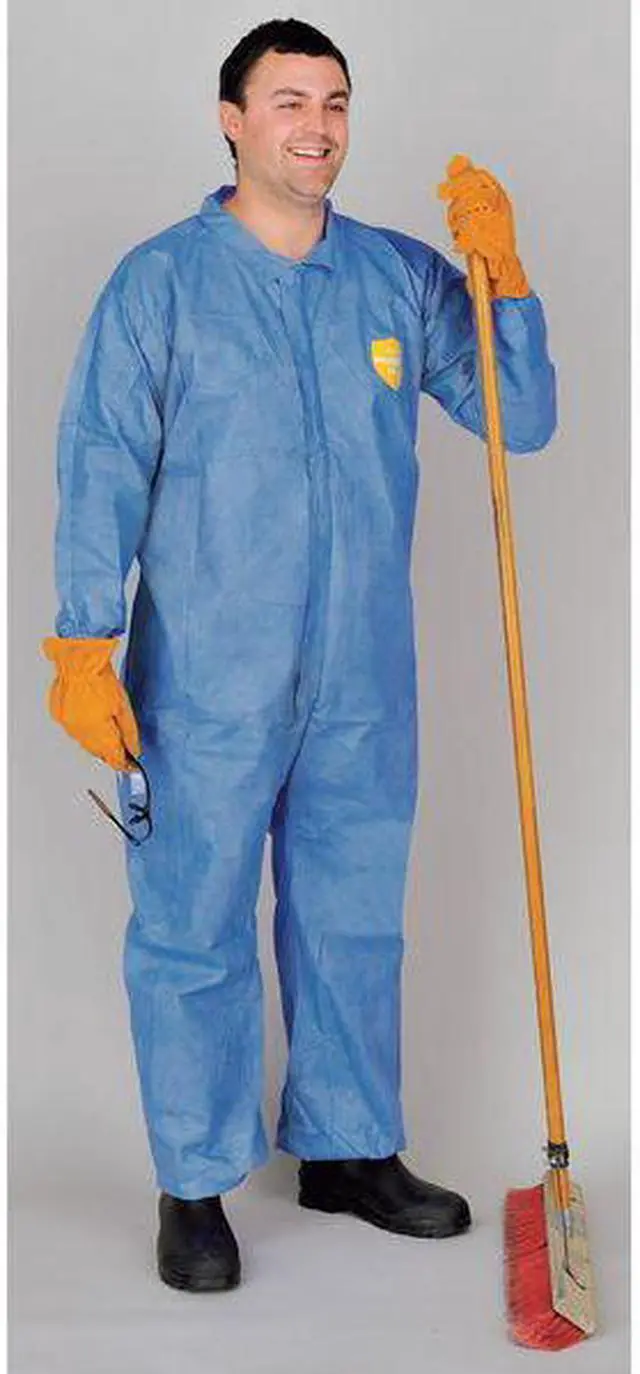 Alt view image 3 of 3 - DUPONT PB125SBU2X002500 Disposable Coverall, Collared, 2XL, SMS, Zipper,
