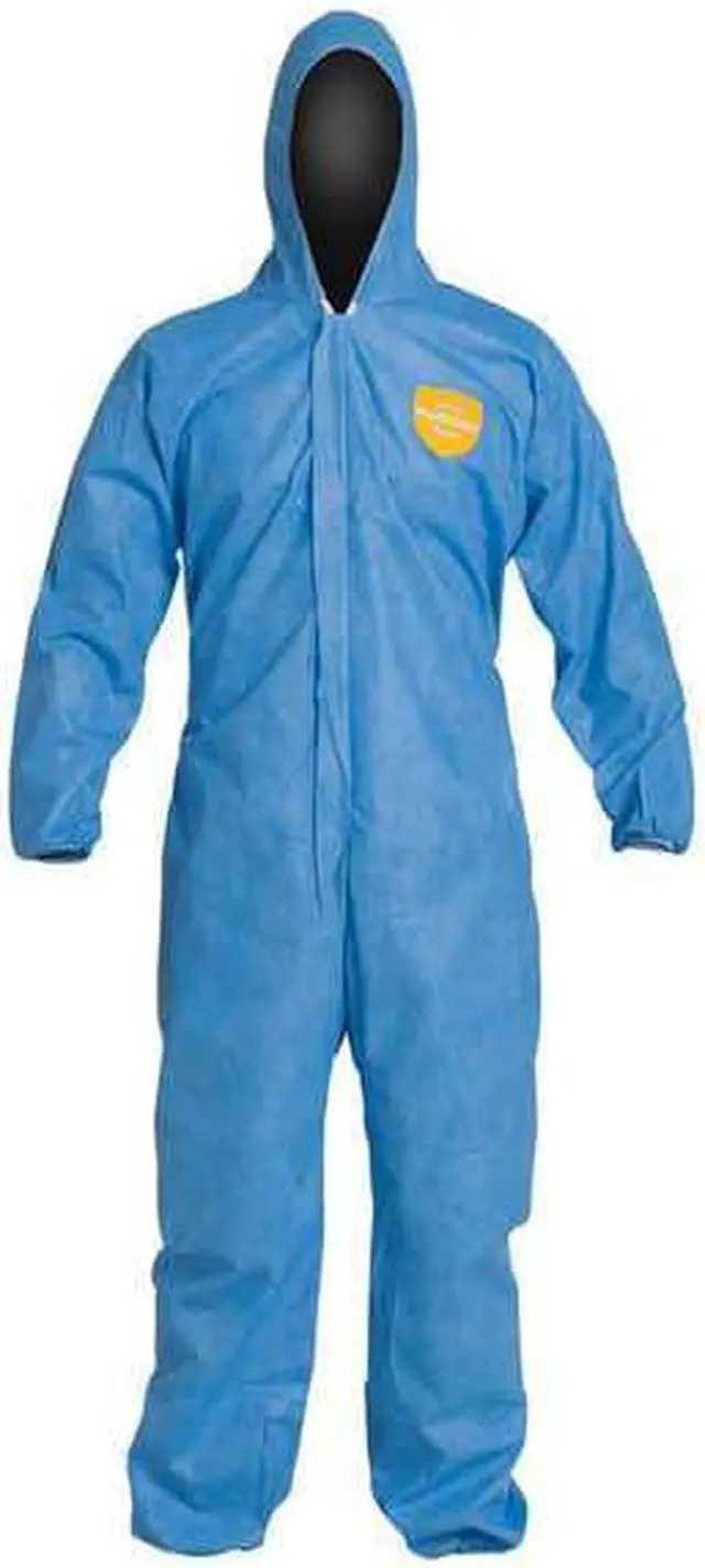 Alt view image 2 of 2 - DUPONT PB127SBUXL002500 Disposable Coverall, Hooded, XL, SMS, Zipper, Elastic