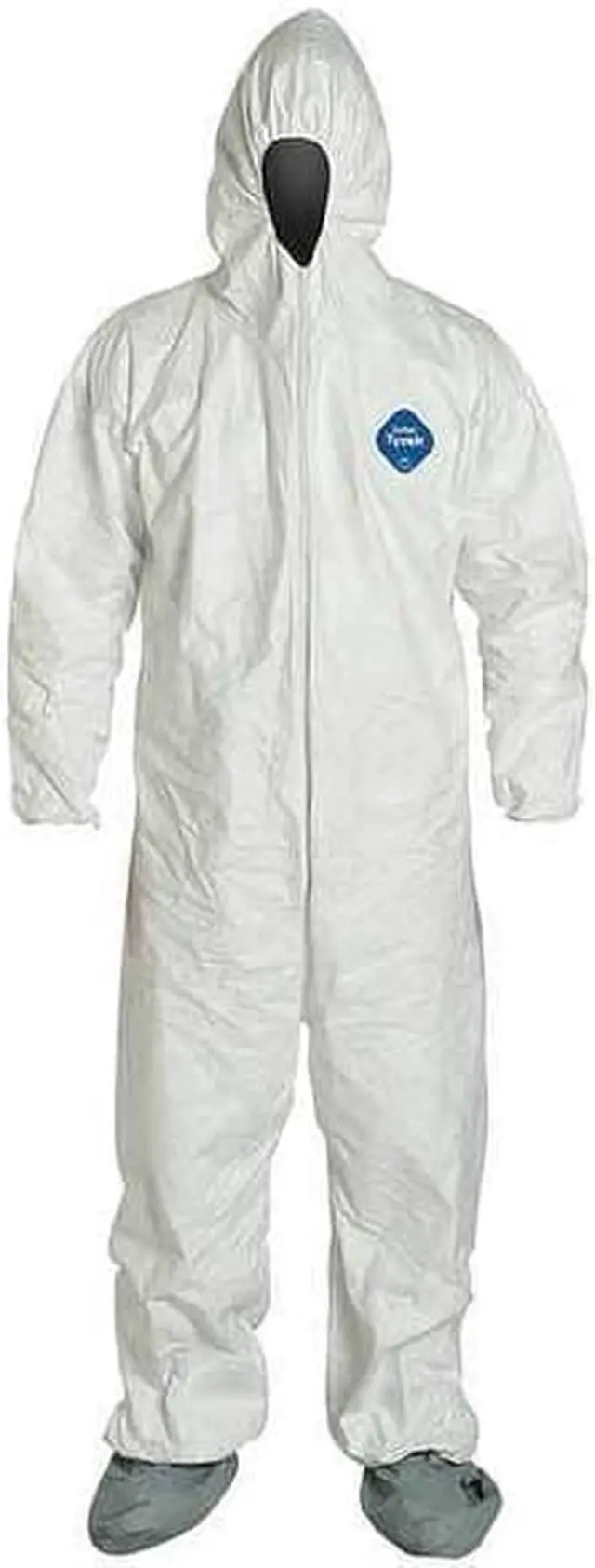 Alt view image 3 of 3 - DuPont - TY122SWH2X0025VP Individually Packed Disposable Protective Coverall with Elastic Cuffs, Attached Hood and Boots for PPE Vending Machines, White, 2X-Large