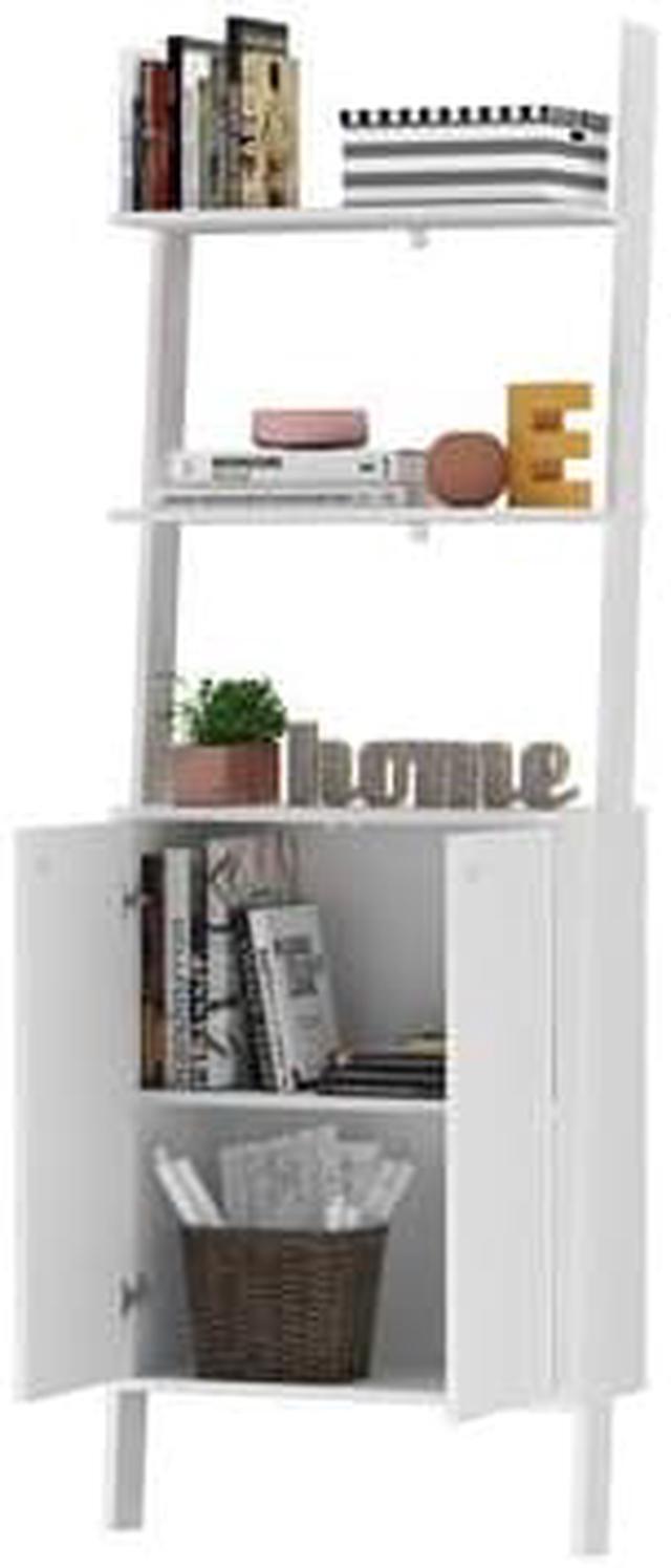 Alt view image 10 of 13 - Cooper Ladder Display Cabinet with 2 Floating Shelves in White
