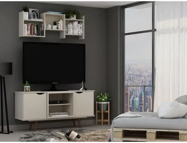 Alt view image 8 of 14 - Hampton 53.54 TV Stand in Off White