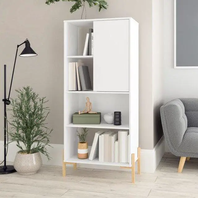Alt view image 8 of 13 - Bowery Bookcase with 5 Shelves in White and Oak