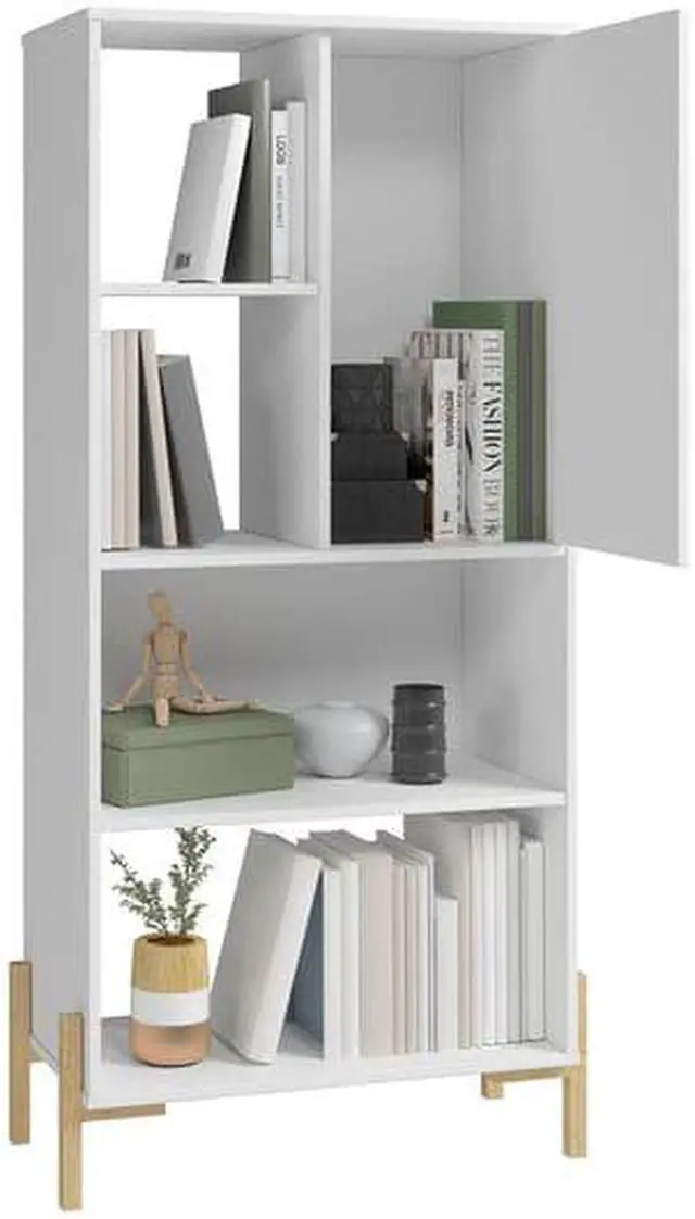 Alt view image 10 of 13 - Bowery Bookcase with 5 Shelves in White and Oak