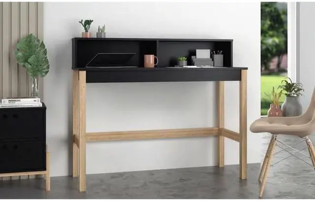 Alt view image 8 of 13 - Bowery Desk with 0 Shelves in Black and Oak