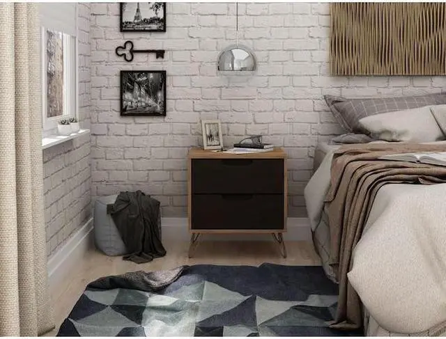 Alt view image 8 of 14 - Rockefeller 2.0 Nightstand in Nature and Textured Grey
