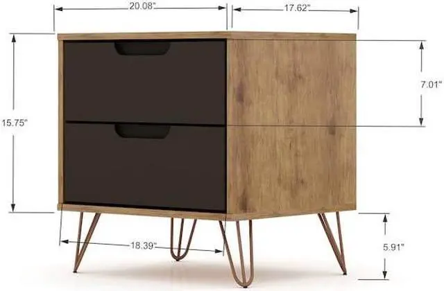 Alt view image 9 of 14 - Rockefeller 2.0 Nightstand in Nature and Textured Grey
