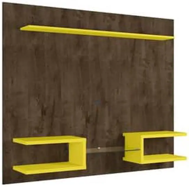 Alt view image 10 of 14 - Plaza 64.25 Floating Entertainment Center in Rustic Brown and Yellow