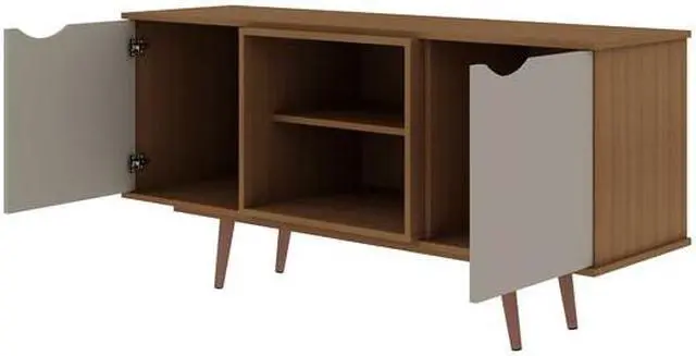 Alt view image 10 of 14 - Hampton 53.54 TV Stand in Off White and Maple Cream