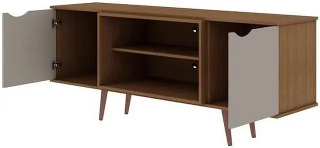 Alt view image 10 of 14 - Hampton 62.99 TV Stand in Off White and Maple Cream