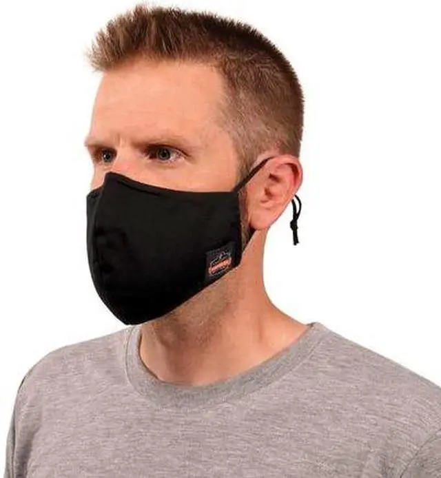 Alt view image 5 of 12 - Ergodyne Skullerz Reusable Cloth Contoured Face Cover Mask Extra Large Black 3