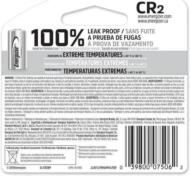 Alt view image 19 of 20 - Energizer 3V Photo Battery EL1CR2BP Unit: EACH