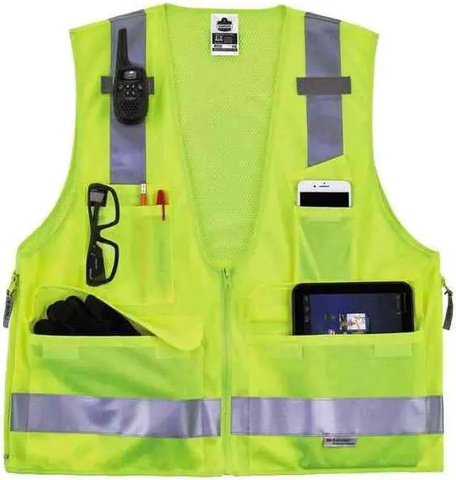 Alt view image 3 of 3 - ERGODYNE 8250Z Lime Type R Class 2 Surveyors Vest,L/XL, poly, Zipper closure