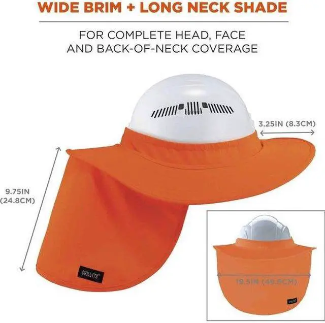 Alt view image 5 of 7 - ERGODYNE 6660 Visor with Neck Shade, For Use With Hard Hats Orange