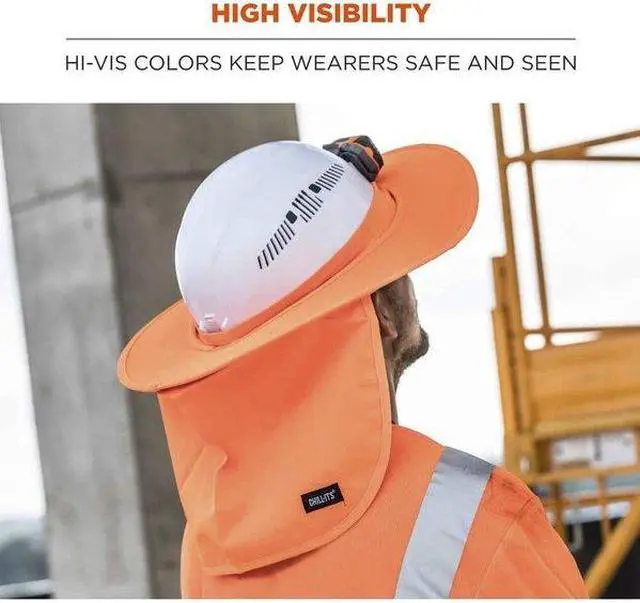 Alt view image 7 of 7 - ERGODYNE 6660 Visor with Neck Shade, For Use With Hard Hats Orange