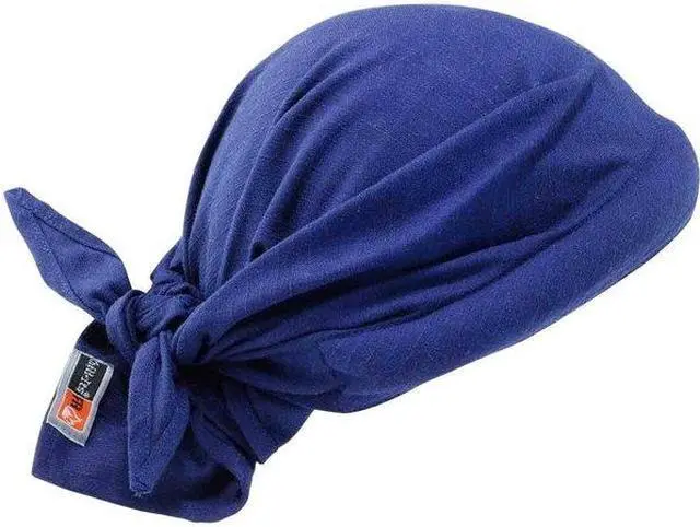 Alt view image 2 of 4 - ERGODYNE 6710FR Flame Resistant Cooling Bandana, Blue, Cotton