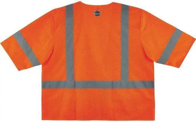 Alt view image 4 of 6 - Ergodyne GloWear Class 3 Zipper Polyester Mesh Standard Safety Vest Orange S/M