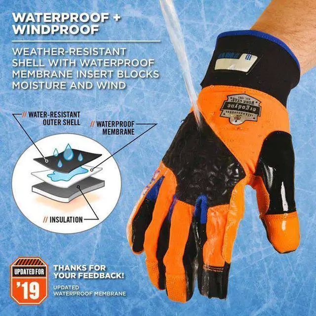Alt view image 2 of 5 - PROFLEX BY ERGODYNE 818WP Thermal Waterproof Utility Gloves, Thinsulate Lining,