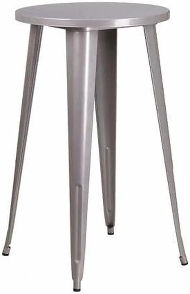 Alt view image 2 of 16 - Flash Furniture 24'' Round Silver Metal Indoor-Outdoor bar Height Table