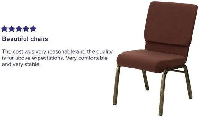 Alt view image 8 of 20 - Flash Furniture FD-CH02185-GV-10355-GG Hercules Series 18-1/2-Inch Wide Brown Stacking Church Chair with 4-1/4-Inch Thick Seat/Gold Vein Frame