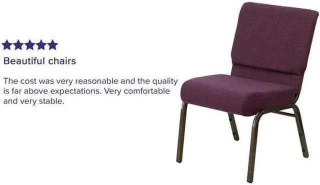 Alt view image 8 of 11 - Flash Furniture FD-CH0221-4-GV-005-GG Hercules Series 21-Inch Extra Wide Plum Stacking Church Chair with Gold Vein Frame