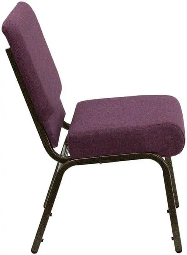 Alt view image 10 of 11 - Flash Furniture FD-CH0221-4-GV-005-GG Hercules Series 21-Inch Extra Wide Plum Stacking Church Chair with Gold Vein Frame