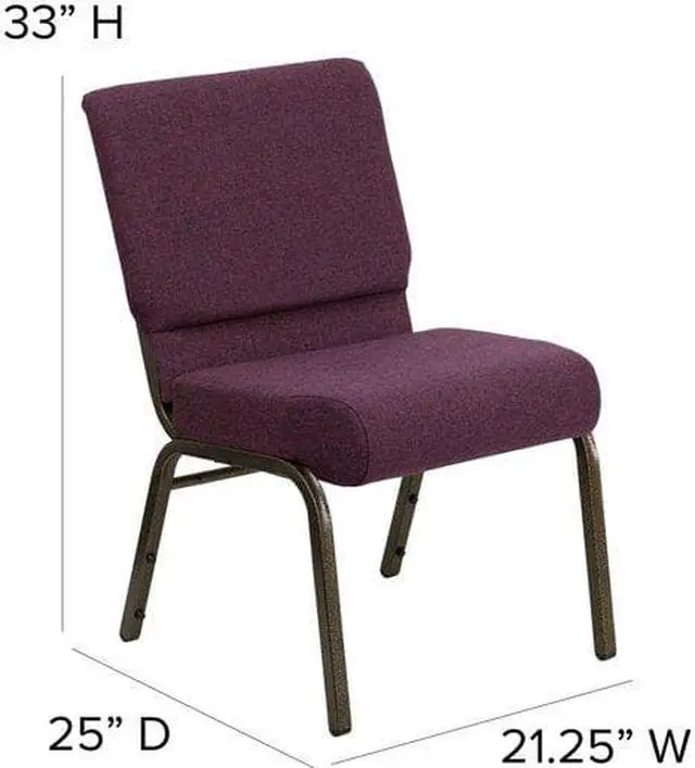 Alt view image 6 of 11 - Flash Furniture FD-CH0221-4-GV-005-GG Hercules Series 21-Inch Extra Wide Plum Stacking Church Chair with Gold Vein Frame