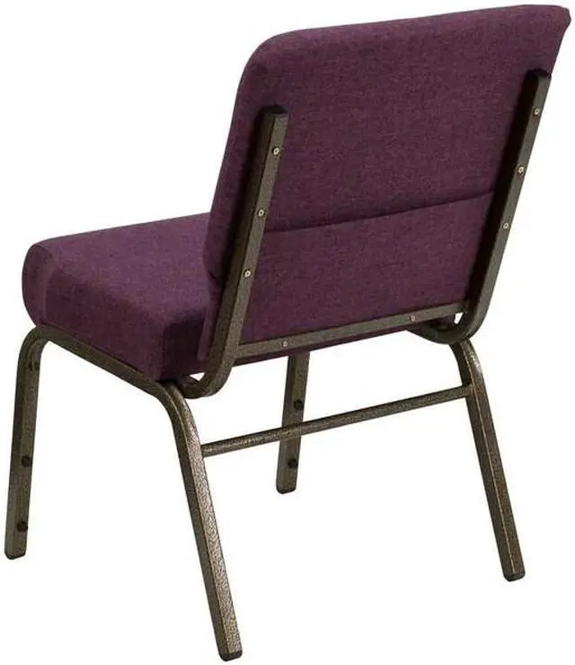Alt view image 11 of 11 - Flash Furniture FD-CH0221-4-GV-005-GG Hercules Series 21-Inch Extra Wide Plum Stacking Church Chair with Gold Vein Frame