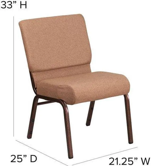 Alt view image 6 of 18 - Flash Furniture Hercules Series 21'' Extra Wide Brown Fabric Stacking Church Chair With 4'' Thick Seat - Copper Vein Frame