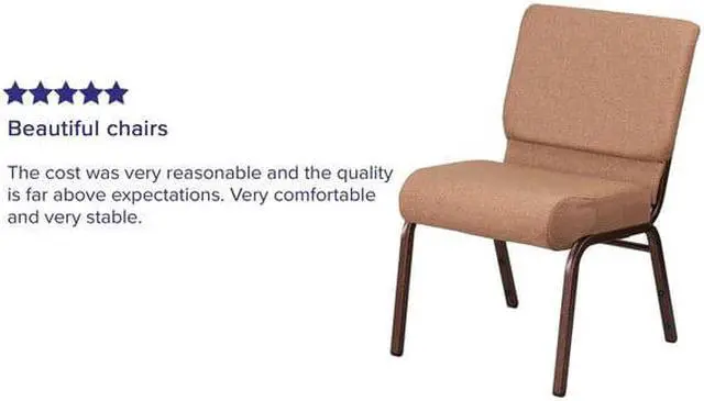 Alt view image 8 of 18 - Flash Furniture Hercules Series 21'' Extra Wide Brown Fabric Stacking Church Chair With 4'' Thick Seat - Copper Vein Frame