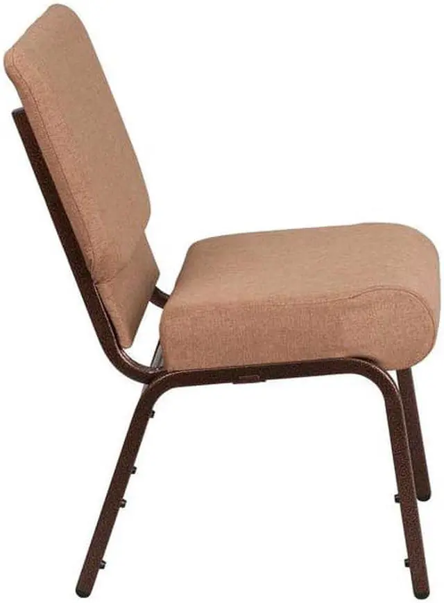 Alt view image 10 of 18 - Flash Furniture Hercules Series 21'' Extra Wide Brown Fabric Stacking Church Chair With 4'' Thick Seat - Copper Vein Frame