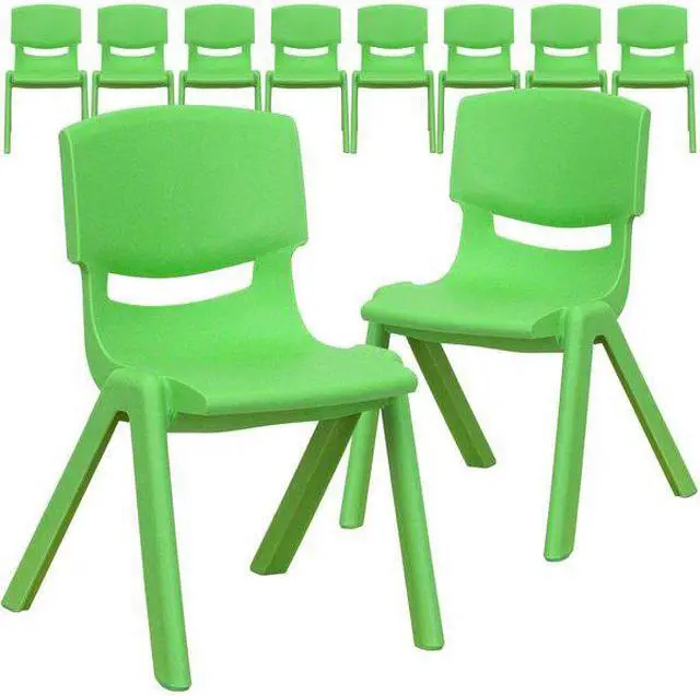 Alt view image 3 of 15 - Flash Furniture 10 Pack Green Plastic Stackable School Chair with 12 Seat Height