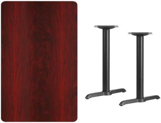Alt view image 5 of 8 - Flash Furniture 30 by 48" Rectangular Mahogany Laminate Table Top with 5 by 22" Table Height Bases