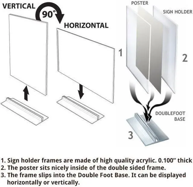 Alt view image 4 of 4 - Azar Displays 102733 Clear Acrylic Double Sided Sign Holder 5.5" x 8.5" Vertical/Horizontal with T Strip, 10-Pack