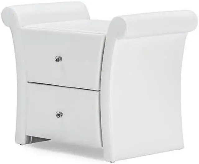 Alt view image 3 of 7 - Baxton Studio Victoria Faux Leather Upholstered Modern Nightstand, Large, White