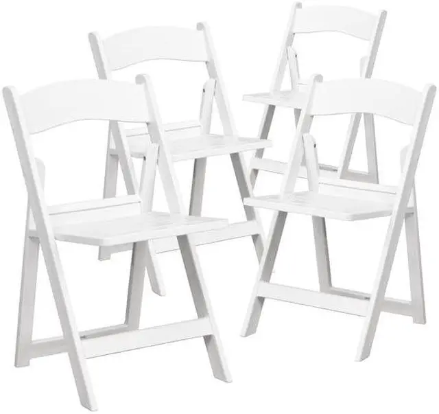 Alt view image 2 of 14 - 4 Pk. HERCULES Series 1000 lb. Capacity White Resin Folding Chair with Slatted Seat