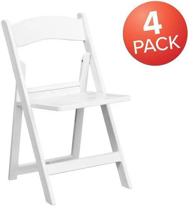 Alt view image 4 of 14 - 4 Pk. HERCULES Series 1000 lb. Capacity White Resin Folding Chair with Slatted Seat