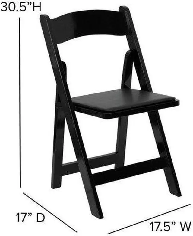 Alt view image 3 of 7 - 4 Pk. HERCULES Series Black Wood Folding Chair with Vinyl Padded Seat