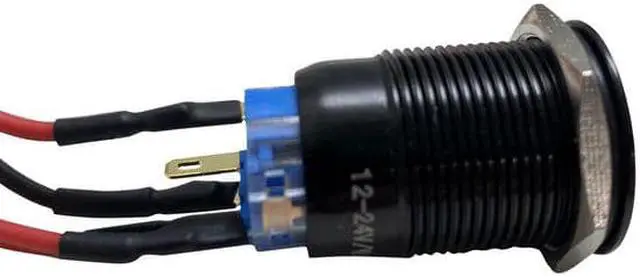 Alt view image 6 of 7 - RS-B19MM-LEDW - 19mm Flush Mount Pre-Wired LED 2-Position On/Off Switch (White) (Each) - Black Finish