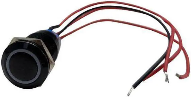 Alt view image 7 of 7 - RS-B19MM-LEDW - 19mm Flush Mount Pre-Wired LED 2-Position On/Off Switch (White) (Each) - Black Finish