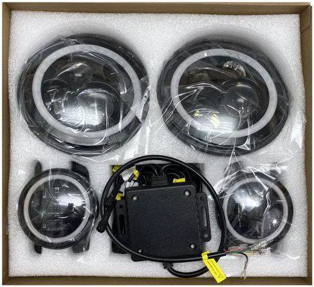 Alt view image 7 of 10 - RS3037050-C - ColorSMART Jeep JK 7in Headlight & 4in Foglight Complete Kit w/ Chasing