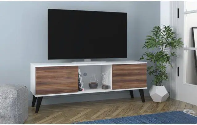 Alt view image 8 of 13 - Doyers 53.15 TV Stand in White and Nut Brown