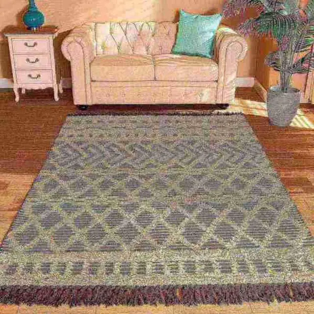 Alt view image 4 of 9 - Baxton Studio Heino Modern and Contemporary Ivory and Charcoal Handwoven Wool Area Rug