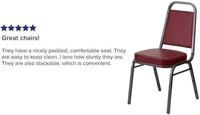 Alt view image 6 of 14 - 4 Pk. HERCULES Series Trapezoidal Back Stacking Banquet Chair with Burgundy Vinyl and 2.5'' Thick Seat - Silver Vein Frame