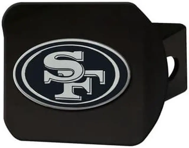 Alt view image 2 of 4 - San Francisco 49ers Hitch Cover Chrome Emblem on Black - Special Order