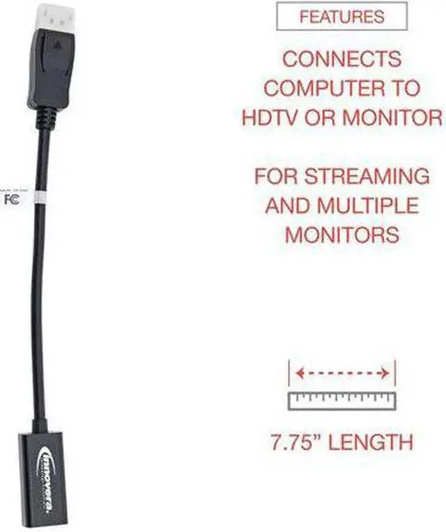 Alt view image 10 of 17 - Innovera Display Port-Hdmi Adapter, Display Port; Hdmi, 0.65 Ft, Black 30042