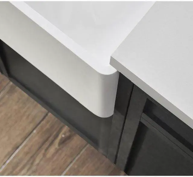 Alt view image 3 of 8 - Gourmetier GKFA361810BCD Solid Surface Double Bowl Farmhouse Kitchen Sink, Matte White