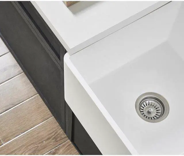 Alt view image 5 of 8 - Gourmetier GKFA361810BCD Solid Surface Double Bowl Farmhouse Kitchen Sink, Matte White