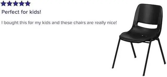 Alt view image 13 of 14 - 5 Pk. HERCULES Series 661 lb. Capacity Black Ergonomic Shell Stack Chair with Black Frame and 16'' Seat Height