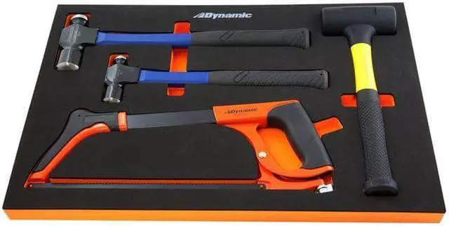 Alt view image 2 of 4 - DYNAMIC D096004-FT2T Tools 5 Piece Hammer & Hacksaw Set With Foam Tool Organizer